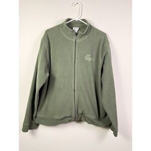 Lacoste Big Logo Full Zip Fleece Jacket Polyester Pockets Green Size 7